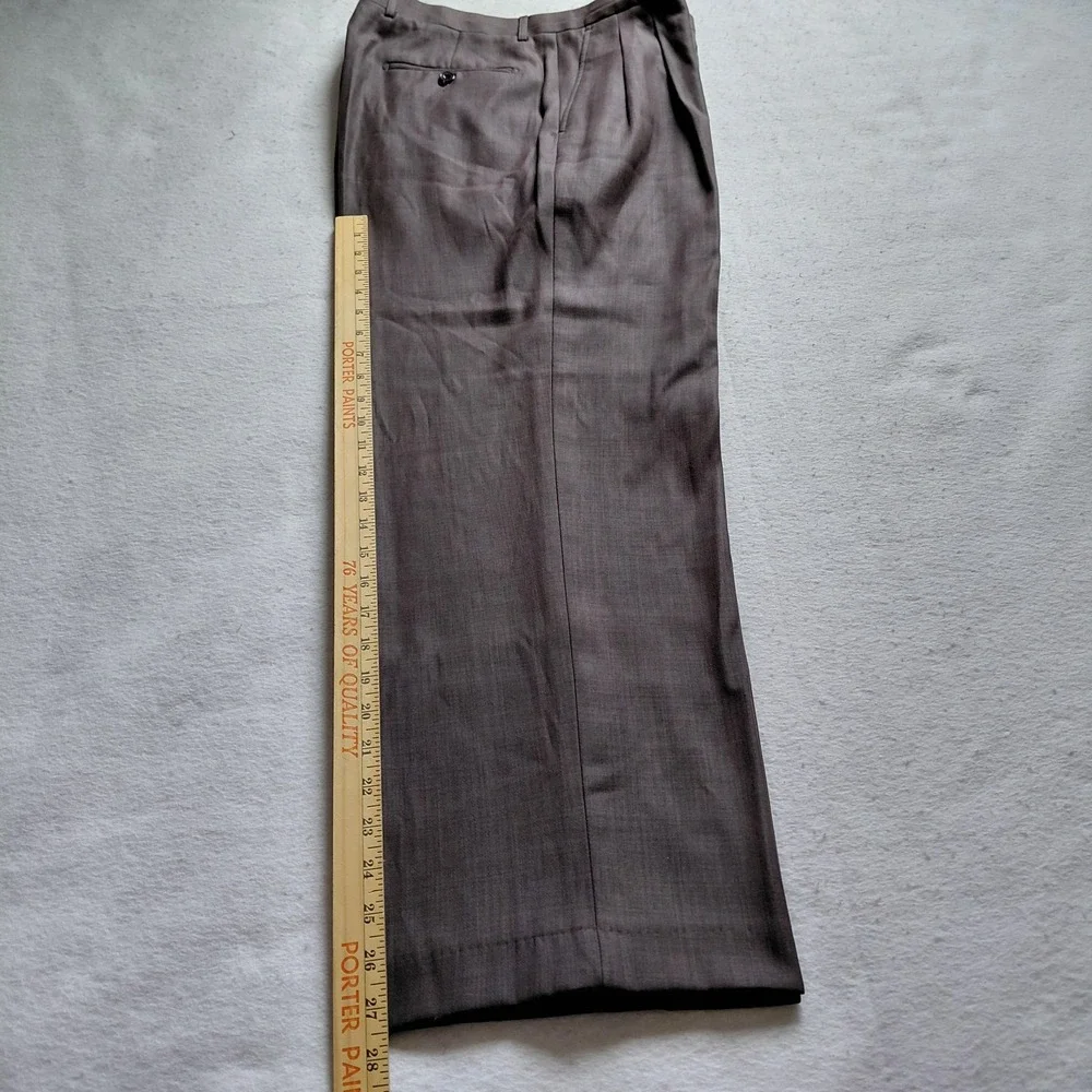 Lailibao Mens Gray Pleated Dress Pants Size 34 Formal Trousers Business Mid Rise